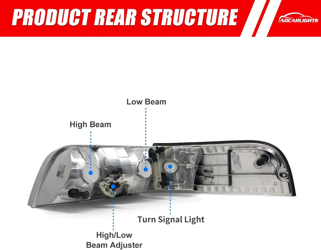 for 1998-2011 Ford Crown Victoria Halogen Headlight W/O Bulbs