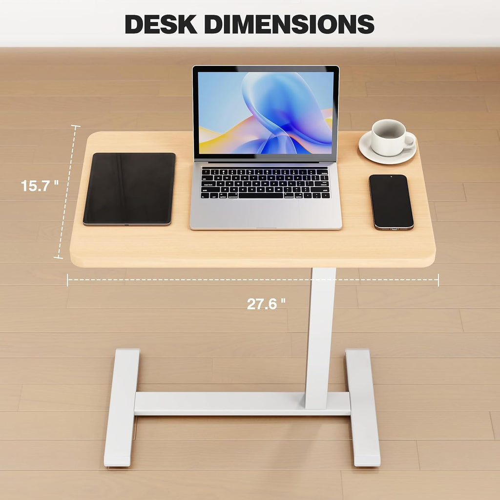 Overbed Table with Wheels, Height Adjustable Hospital Bedside Table