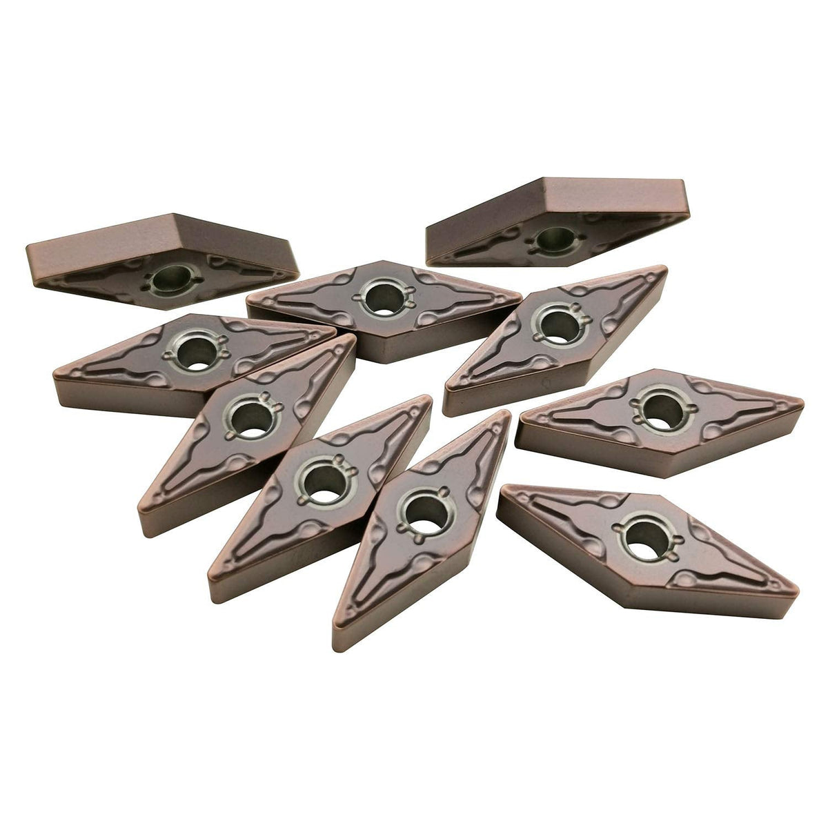 ASZLBTYM 10PCS VNMG332 / VNMG160408-MA CNC Lahe Indexable Carbide Turning Insert Cutting Blade for VNMG Turning Tool Holder, Multilayer Coated, 3/16" Thick, 1/32" Radius (Brown, VNMG332)