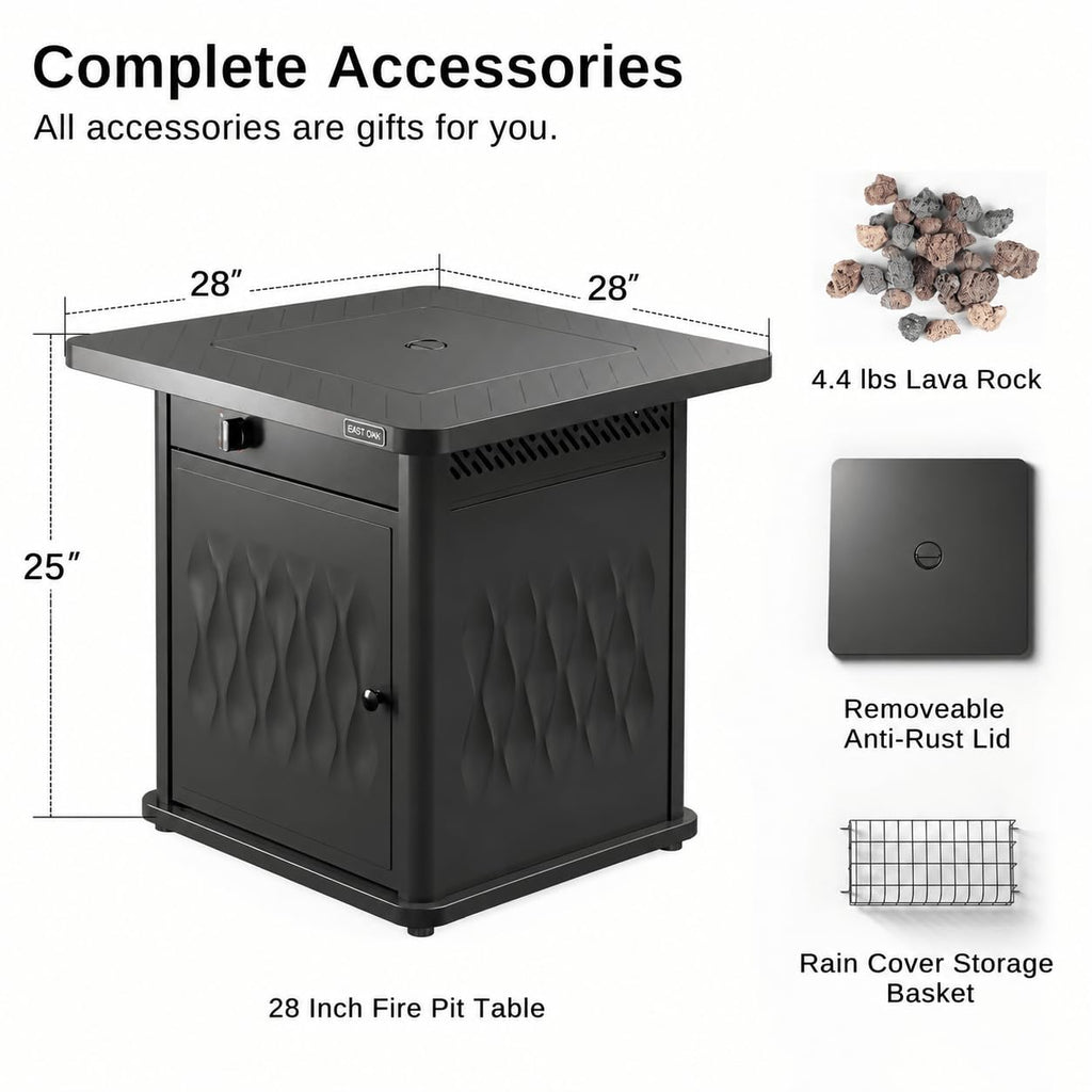 28'' Propane Fire Pit Table 50,000 BTU