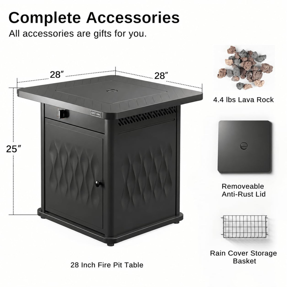 28'' Propane Fire Pit Table 50,000 BTU