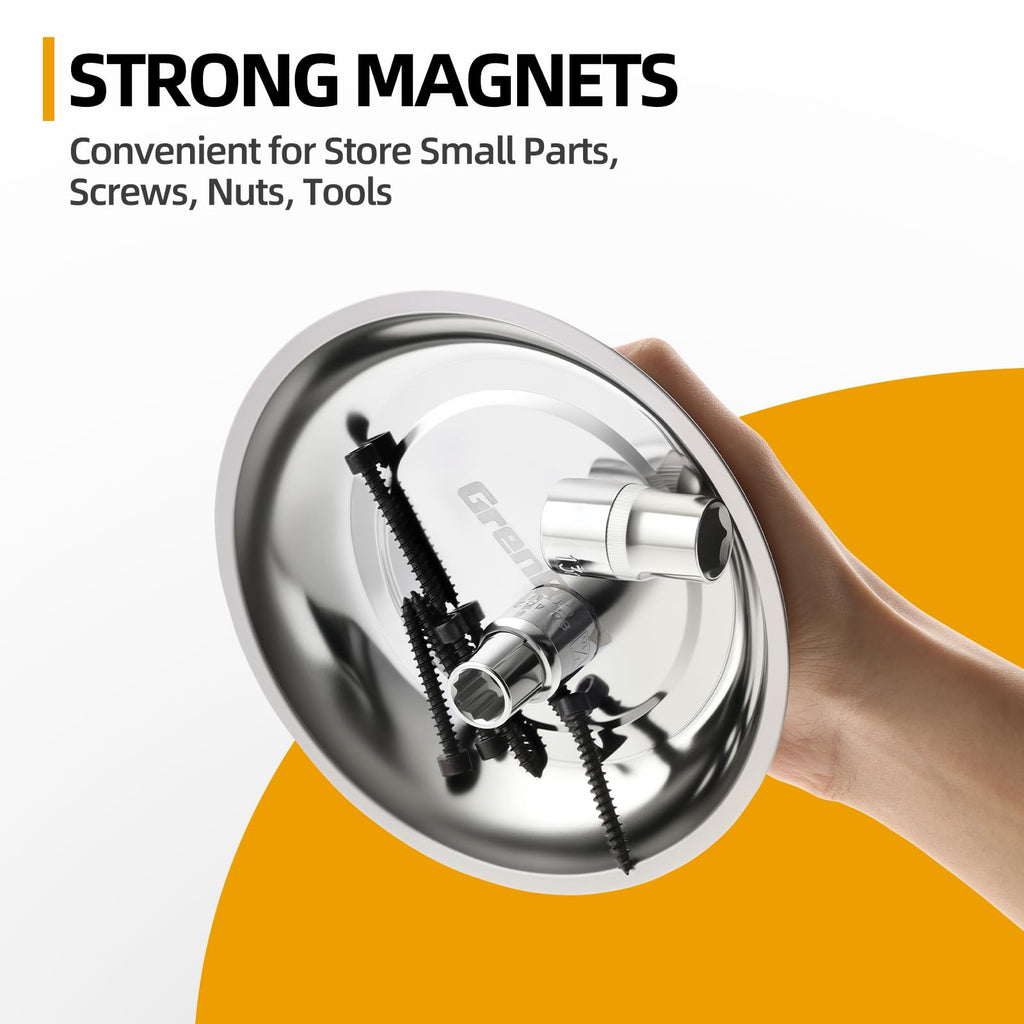 4-Pack Magnetic Parts Tray Set, Heavy-Duty 3"/6" Round & Square