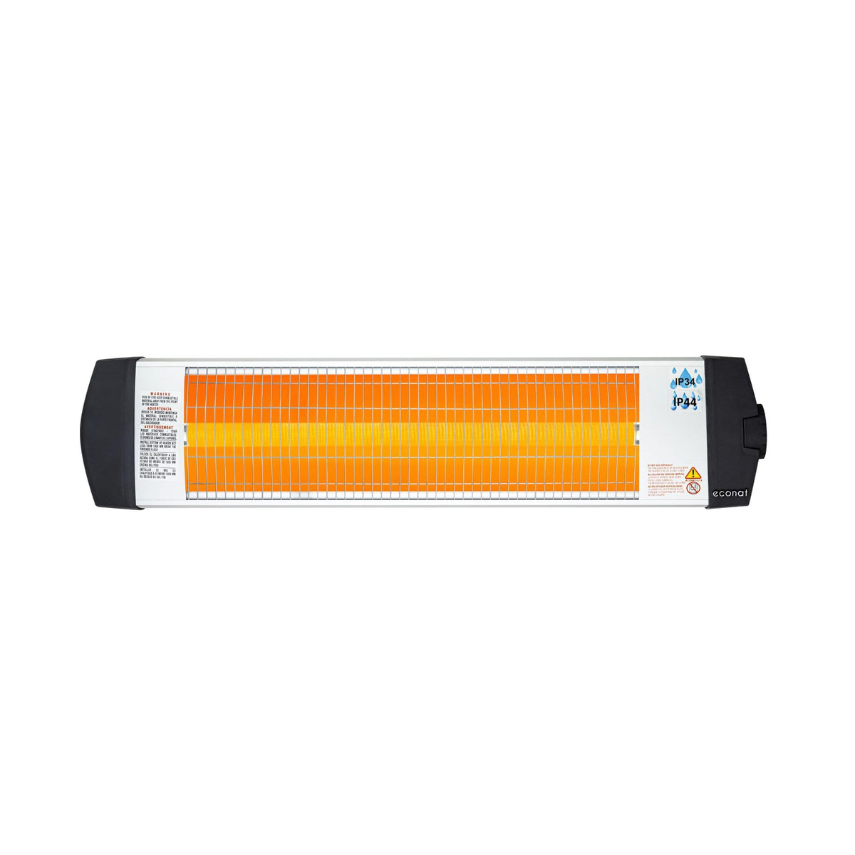 1500W Infrared Heater, Wall or Ceiling Mount, Indoor/Outdoor Electric Patio Heater, Adjustable Thermostat, Silver