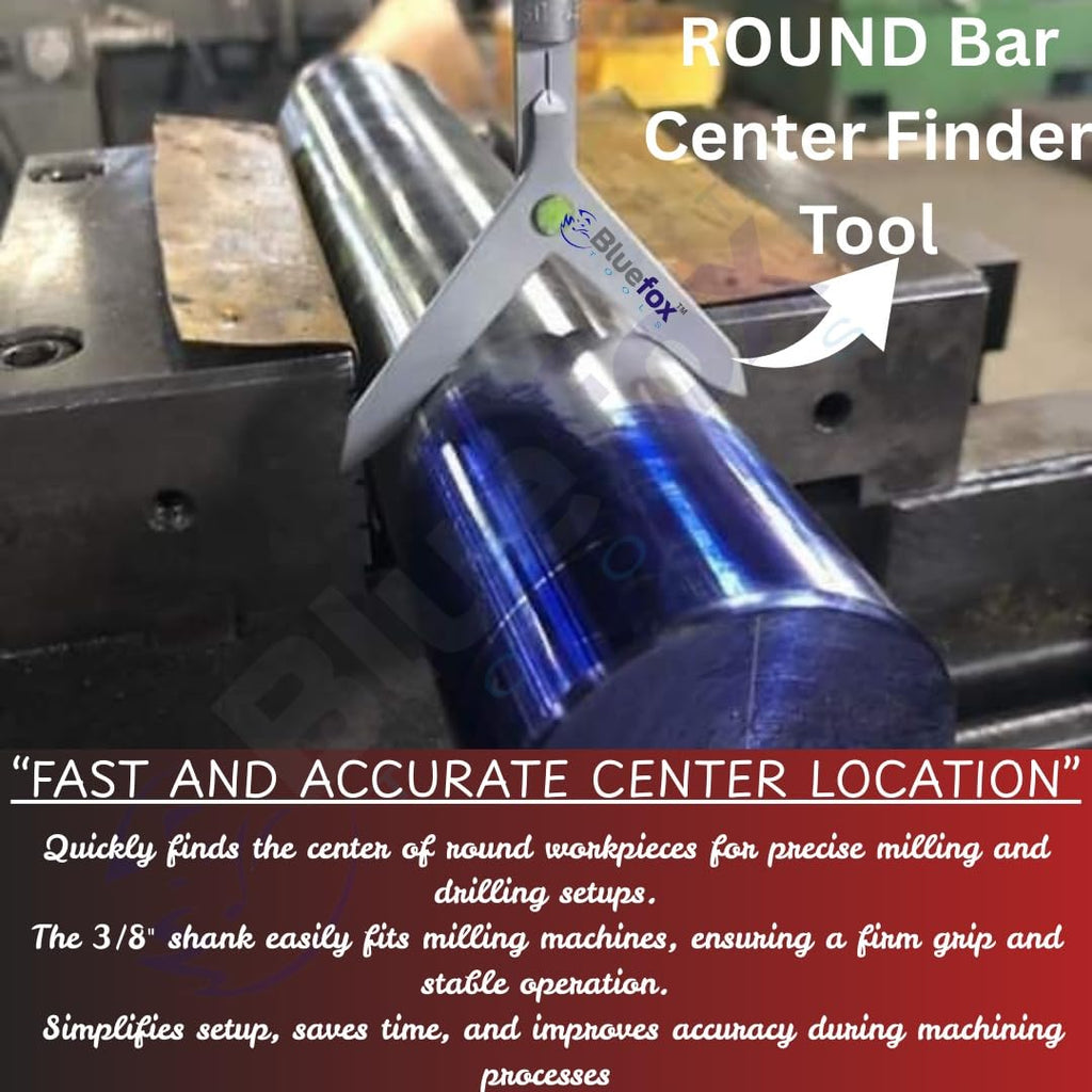 BLUEFOX ROUND Bar Center Finder Tool | 3/8" Shank for Milling Machine | Quickly And Easy Work | Round Workpiece