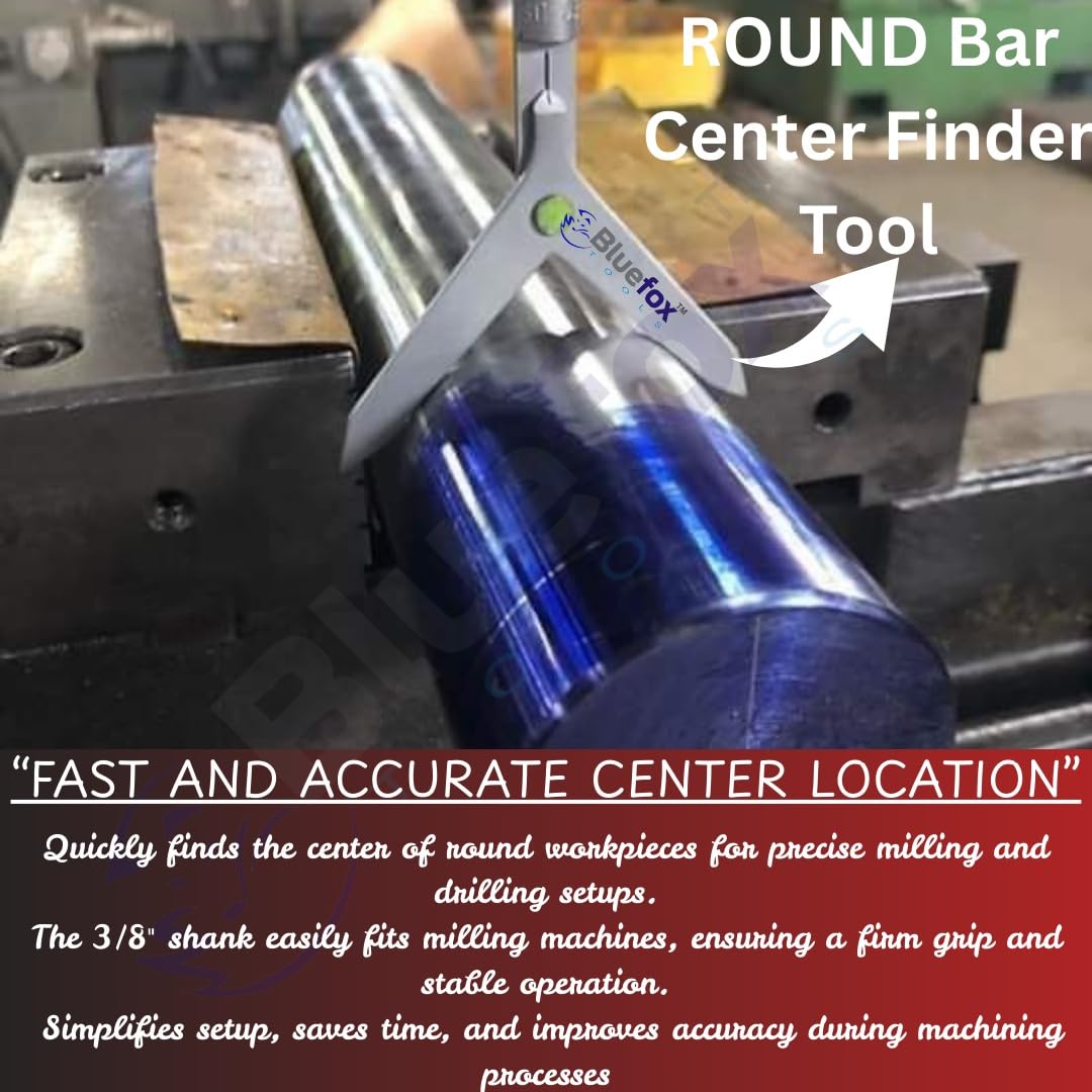 BLUEFOX ROUND Bar Center Finder Tool | 3/8" Shank for Milling Machine | Quickly And Easy Work | Round Workpiece