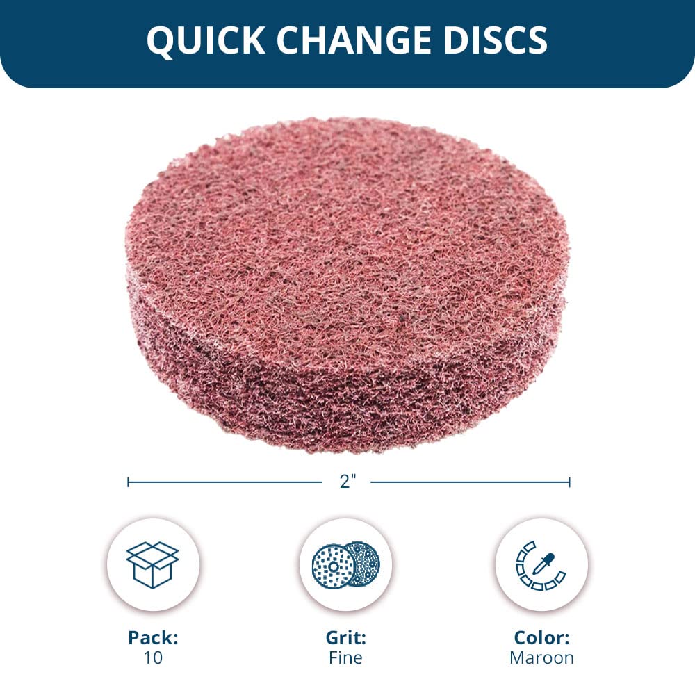 Benchmark Abrasives 2 Inch Sanding Discs Quick Change Aluminum Oxide Surface Preparation Wheels Polishing Wheel for Drill, Die Grinder Sanding Disc Paint Stripper & Removal - (10 Pack), Maroon - Fine