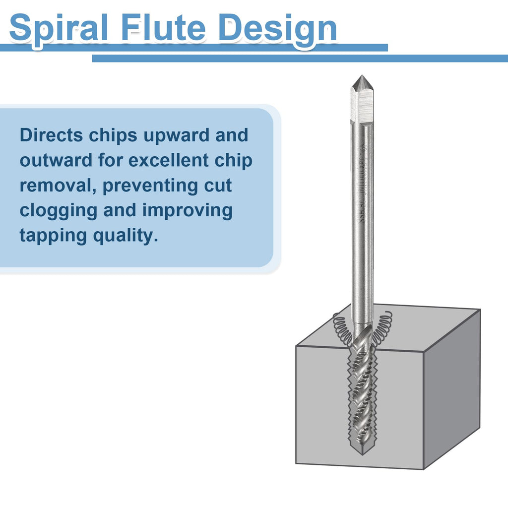 uxcell Spiral Flute Thread Taps M5 x 0.8 H2 Metric Machine Threading Tap Bit, Uncoated Screw Tapping Repair Tool, M2 High-Speed Steel (HSS)