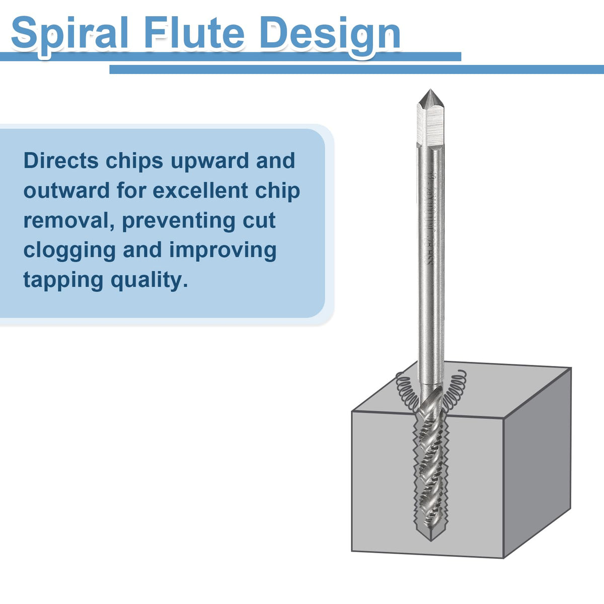 uxcell Spiral Flute Thread Taps M5 x 0.8 H2 Metric Machine Threading Tap Bit, Uncoated Screw Tapping Repair Tool, M2 High-Speed Steel (HSS)
