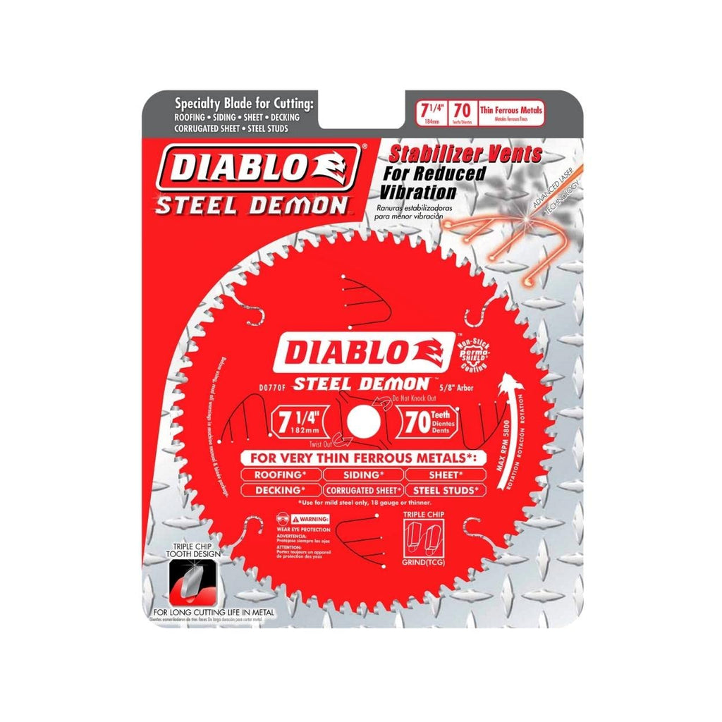 Diablo Steel Demon Carbide Saw Blade for Thin Metal - 7-1/4-Inch x 70-Teeth