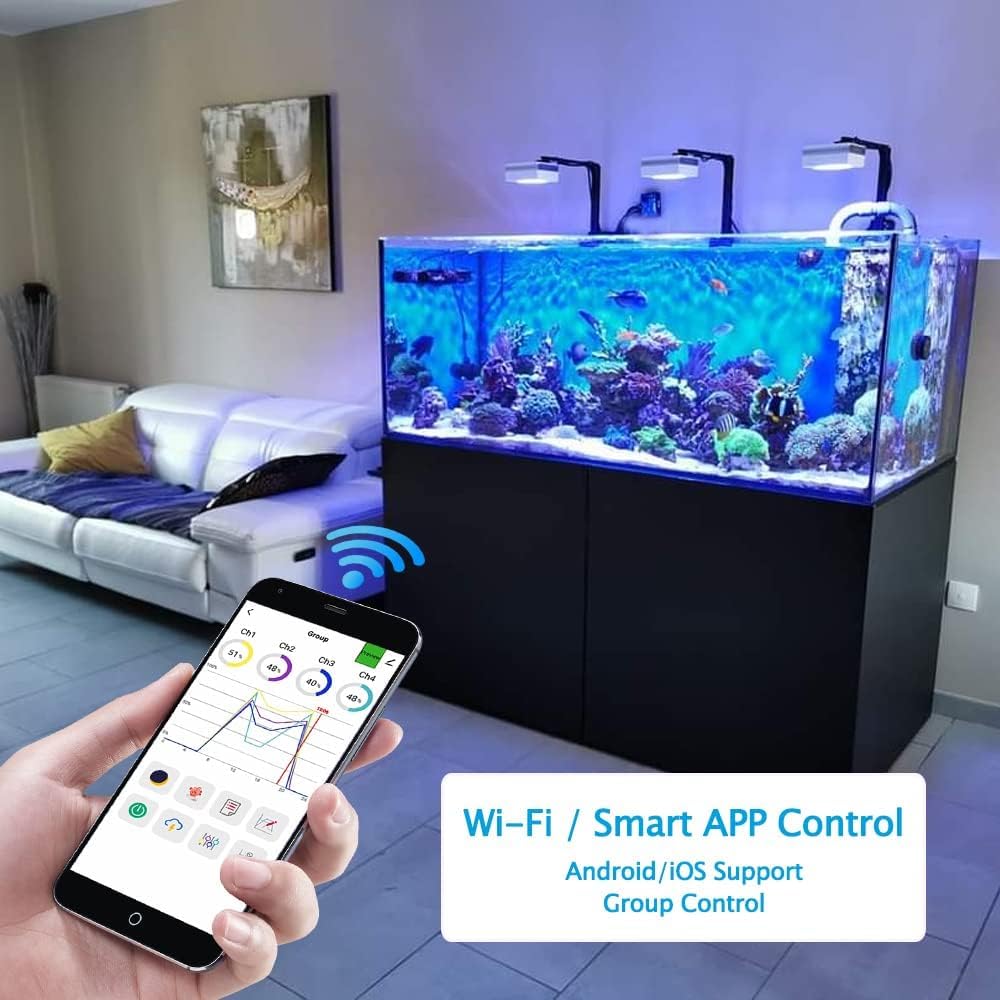 RL90 WiFi Reef LED Light, 100W Reef Aquarium Lighting for SPS LPS Corals and Saltwater Fish Tanks, Enhanced Violet