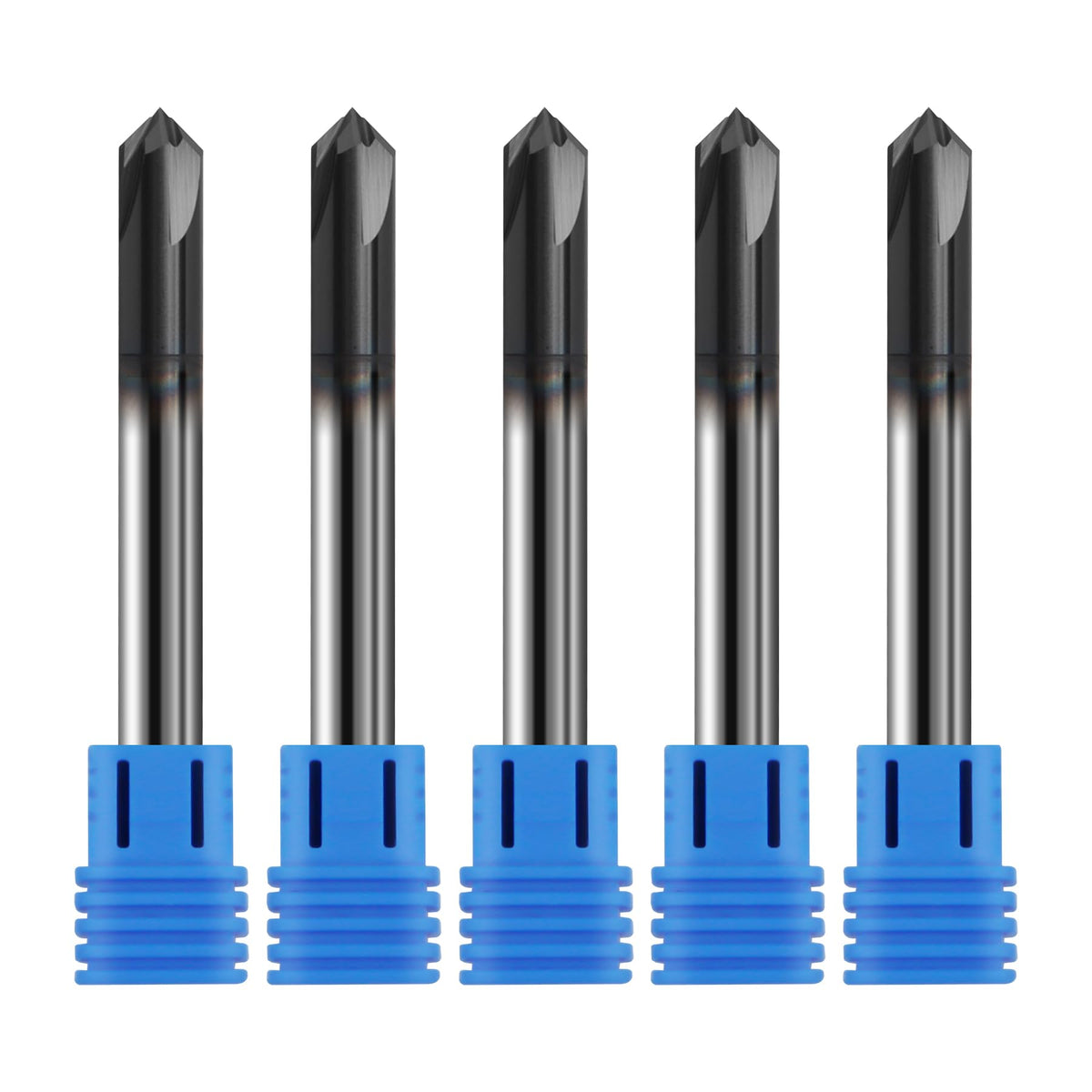 Zorqon 5Pcs 1/4" Solid Carbide End Mills, AlTiN Coating, 4 Flute