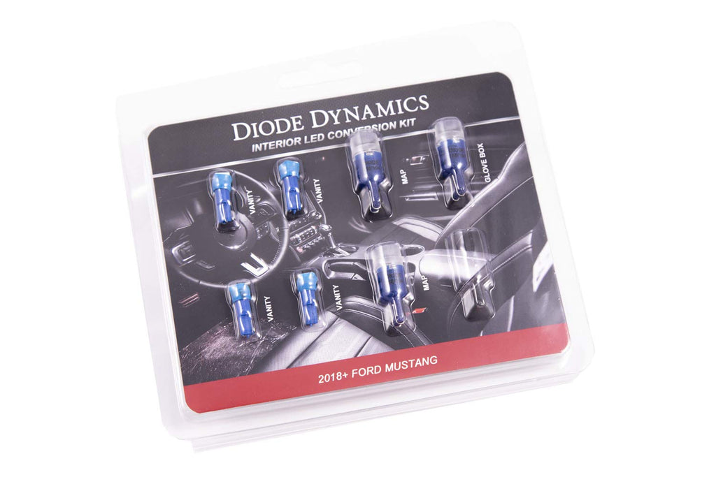 Diode Dynamics Blue LED interior bulb pack compatible with Ford Mustang 2018-2021, Stage 1