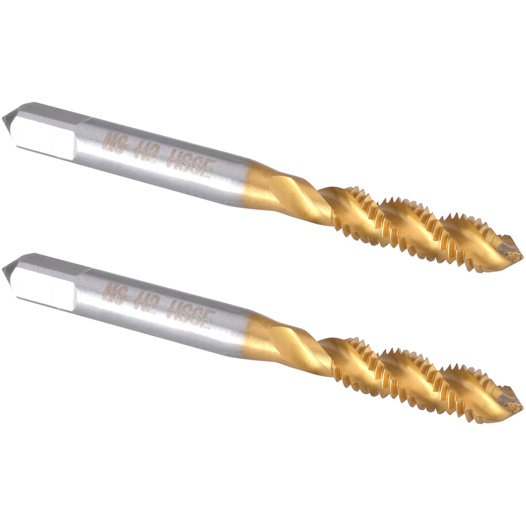 Burkit 2pcs M6 X 1 Titanium Coated Spiral Flute Tap