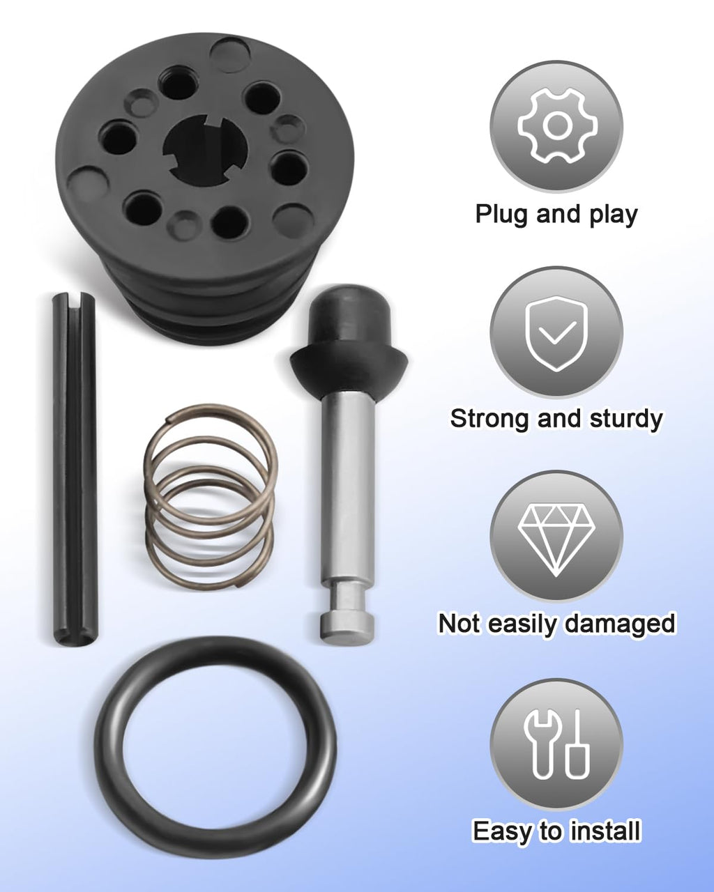 Fit for Paslode Framing Nailer Rebuild Kit F350S Parts Replace #219224 Trigger Valve Contain 402669 Pin Fastens Trigger 402668 Retaining Ring for F350S F350 Framing Nailer Rubber & Iron Material