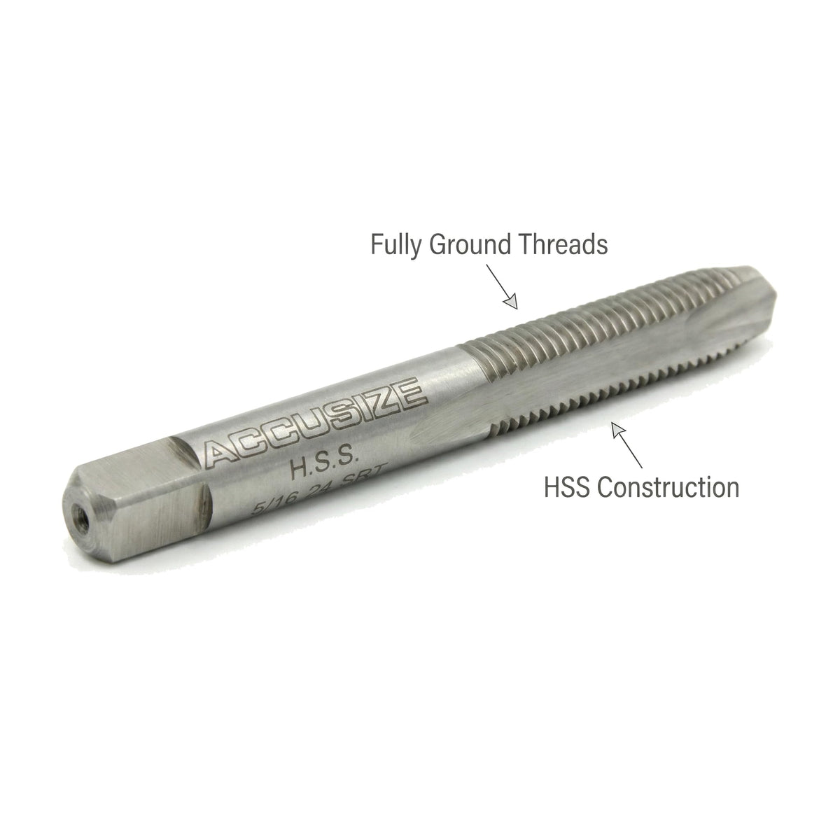 Accusize Spiral Point Tap 5/16-24NF H3 HSS 2-Flute, 10 Pc Set