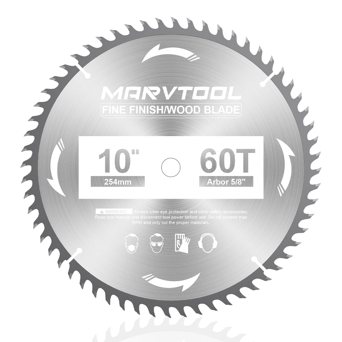 Marvtool 10-Inch 60-Tooth Woodworking Saw Blade, Max 7000 RPM, Fine Finish Wood Crosscutting, Tungsten Carbide Tooth with 5/8 Inch Arbor for Miter Saws & Table Saws (Red)