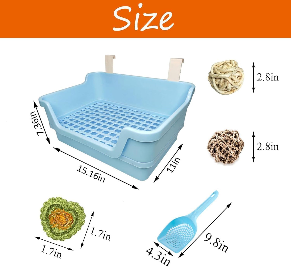 Large Rabbit Litter Box Deep Bunny Corner Toilet Box Double-Deck Small Animal Potty Trainer with Hooks for Adult