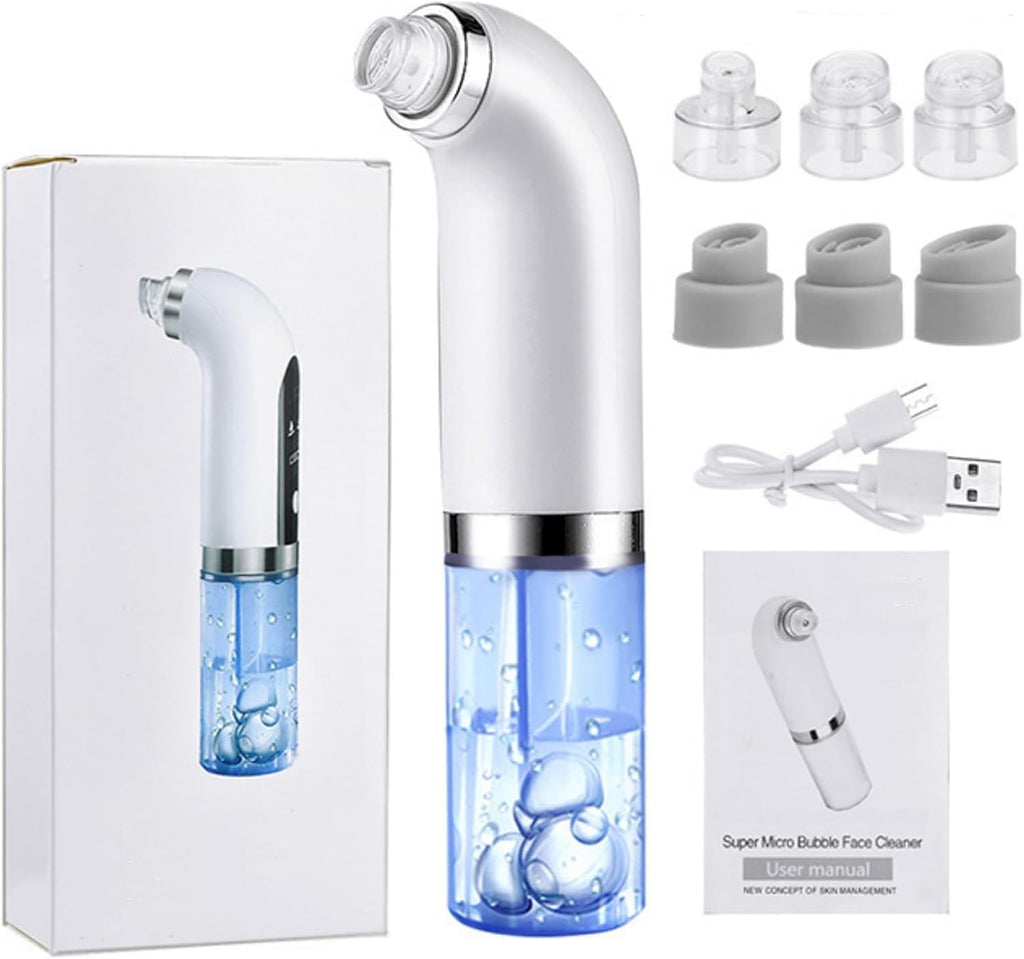 Hydrafacial Pore Vacuum Blackhead Remover Water Circulation Pore Cleaner Pimple Extractor Tools with 6 Suction