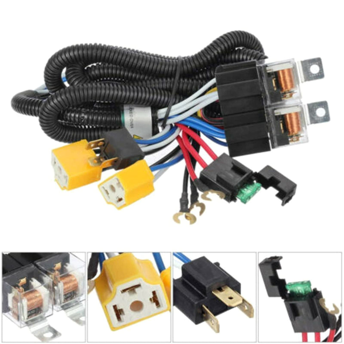 H4 LED Relay Harness For Bi-led Projector Lens LED Bulbs H4 Socket Cable Wiring