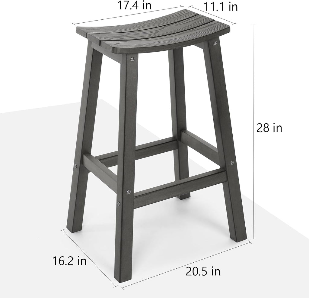 All-Weather Bar Stools Set of 2, 28" Outdoor Barstools, Never Rot or Fade, Low Maintenance HIPS Furniture for Bar