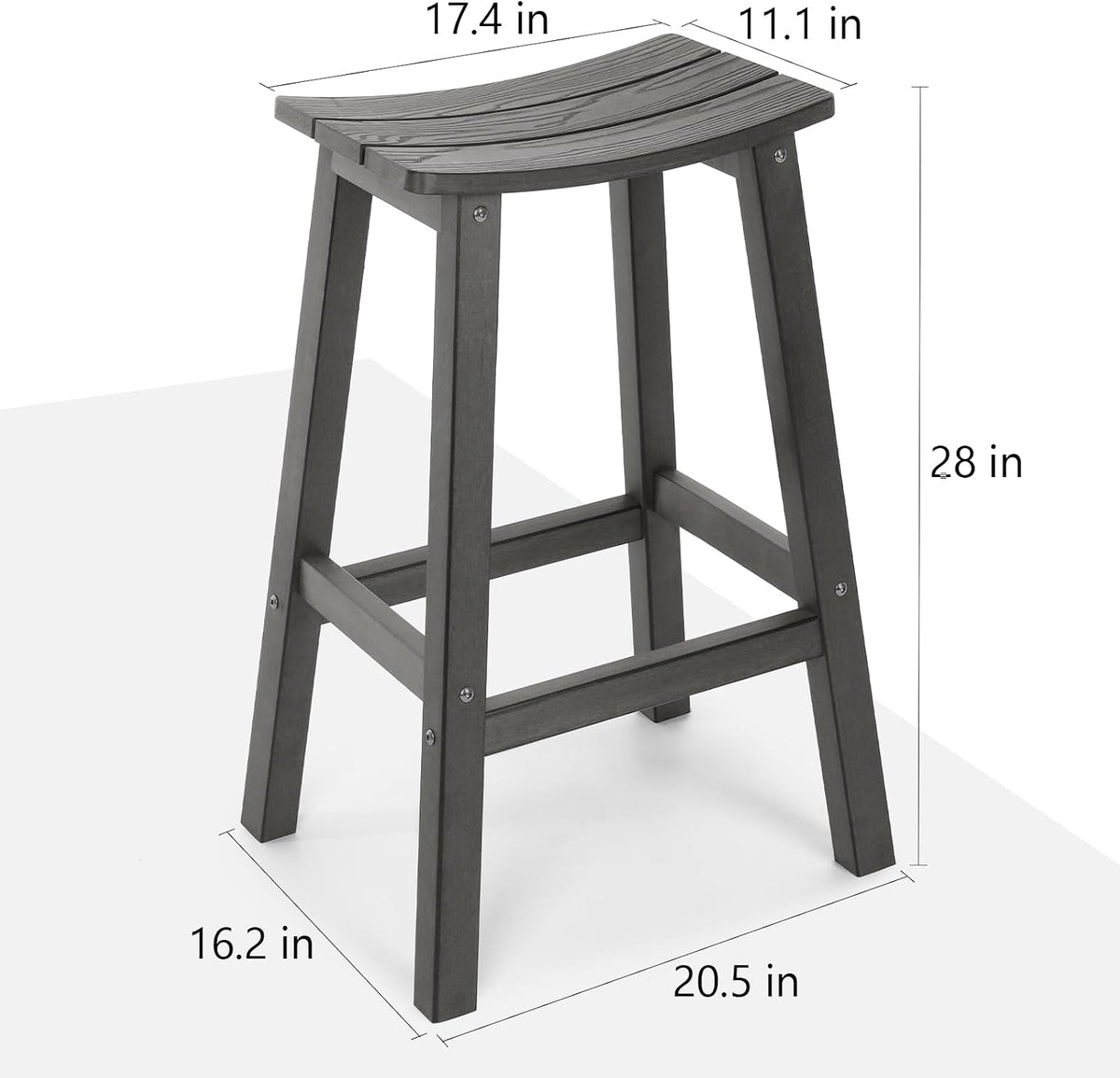 All-Weather Bar Stools Set of 2, 28" Outdoor Barstools, Never Rot or Fade, Low Maintenance HIPS Furniture for Bar