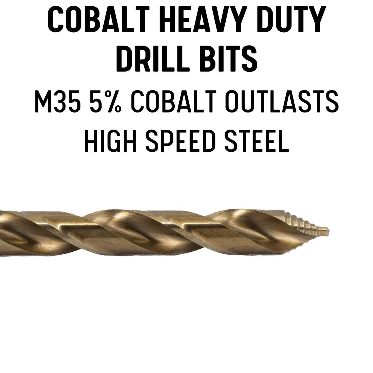 Drill America 17/32" Cobalt Stepped Drill Bit with 1/2" Reduced 3-Flat Shank, Gold Oxide Finish for Drilling Acrylic, Steel, Hard Metals, GSC Series