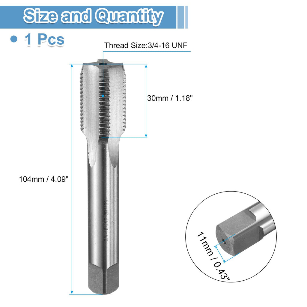 uxcell Hand Bottom Tap 3/4-16 UNF 2B Thread Bottoming Style Threading Tap