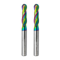 Tools Extra Long Ball Nose Carbide End Mill, DLC Coating, CNC Cutting Tools for Aluminum and Wood Cutting, 3D Carving & Engraving. 2 Flute Router Bits，1/4 Shank (1/4-2.5" 2pcs)