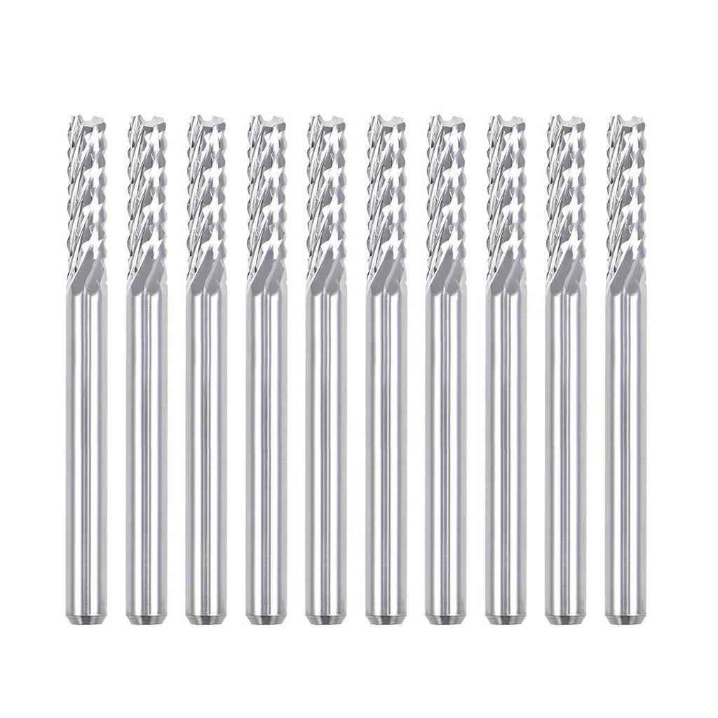 uxcell 10Pcs 3mm Carbide End Mill Engraving Milling Cutter CNC Router Bits for PCB Machine, 1/8" Shank