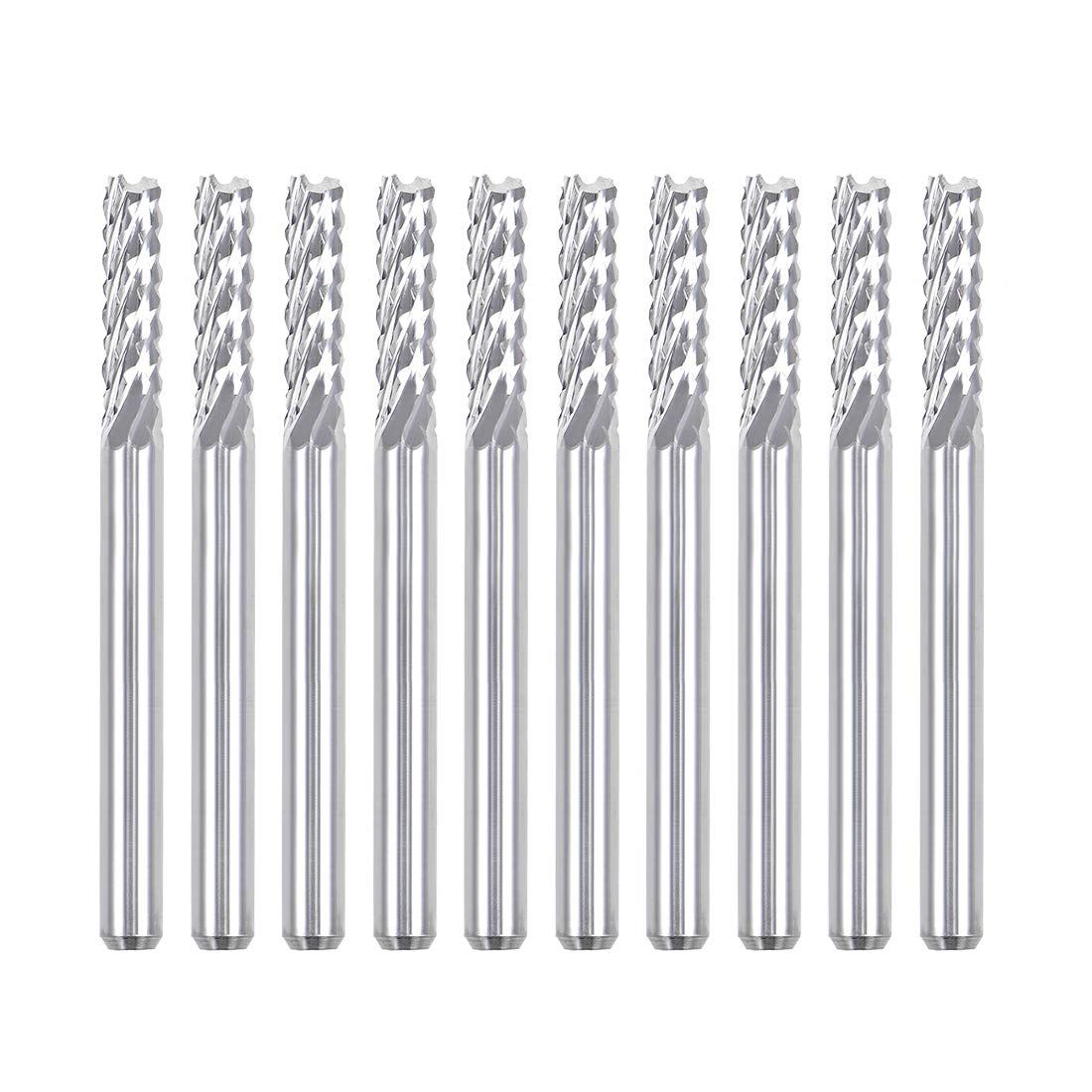 uxcell 10Pcs 3mm Carbide End Mill Engraving Milling Cutter CNC Router Bits for PCB Machine, 1/8" Shank