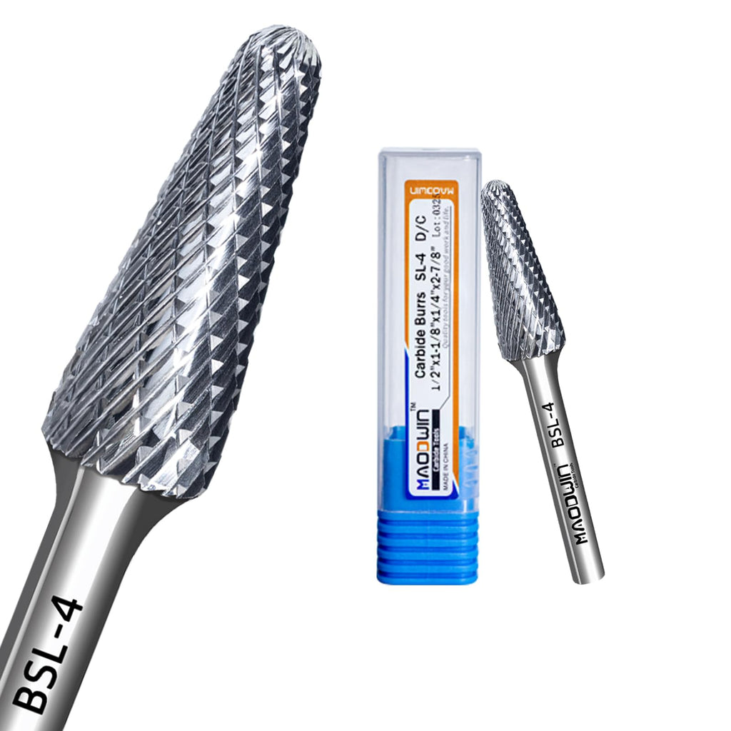 MAODWIN SL-4 Carbide Burr 1/4" Shank Double Cut Precision Rotary Bit