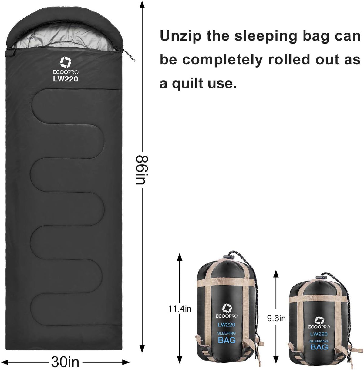 Warm Weather Sleeping Bag - Portable, Waterproof, Compact Lightweight, Comfort with Compression Sack - Great for