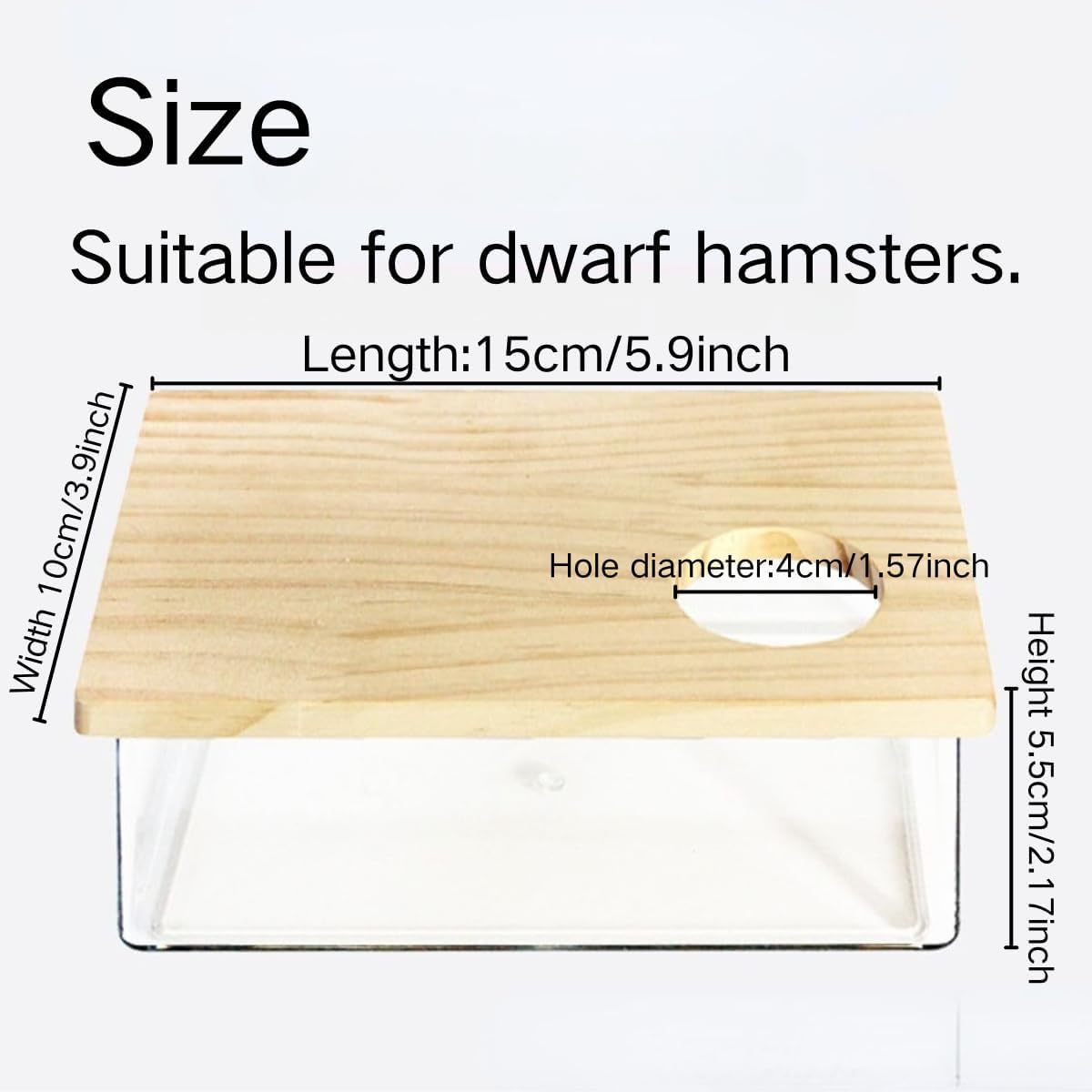 Clear Acrylic Hamster Sand Bath Box with Wood Lid Mini Pet Sandbox (A)
