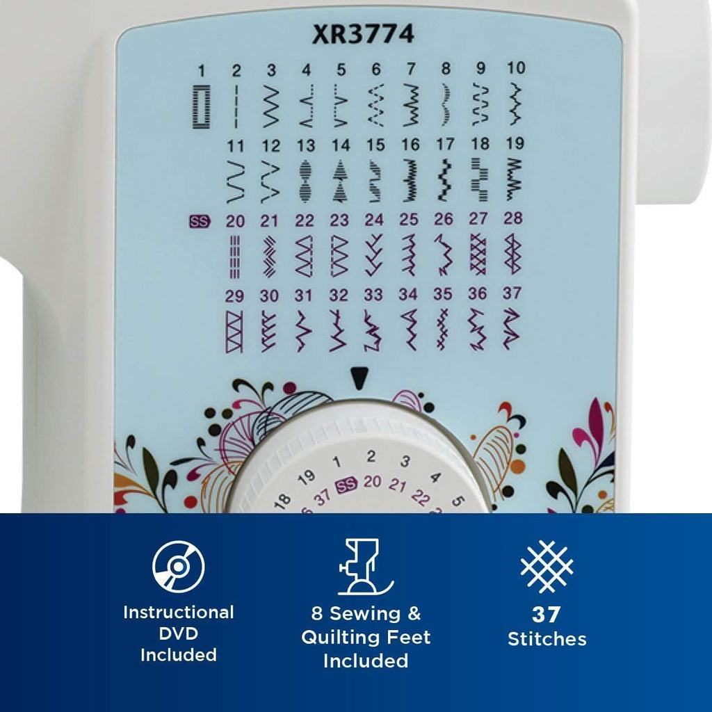XR3774 Sewing and Quilting Machine 37 Stitches | 37 Built-in Stitches, Wide Table, 8 Included Sewing Feet