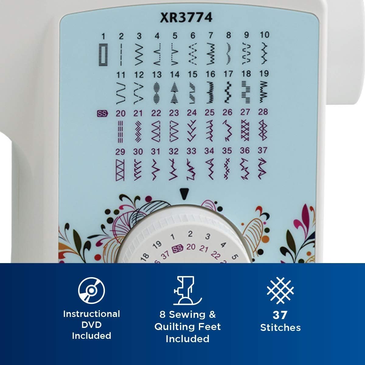 XR3774 Sewing and Quilting Machine 37 Stitches | 37 Built-in Stitches, Wide Table, 8 Included Sewing Feet