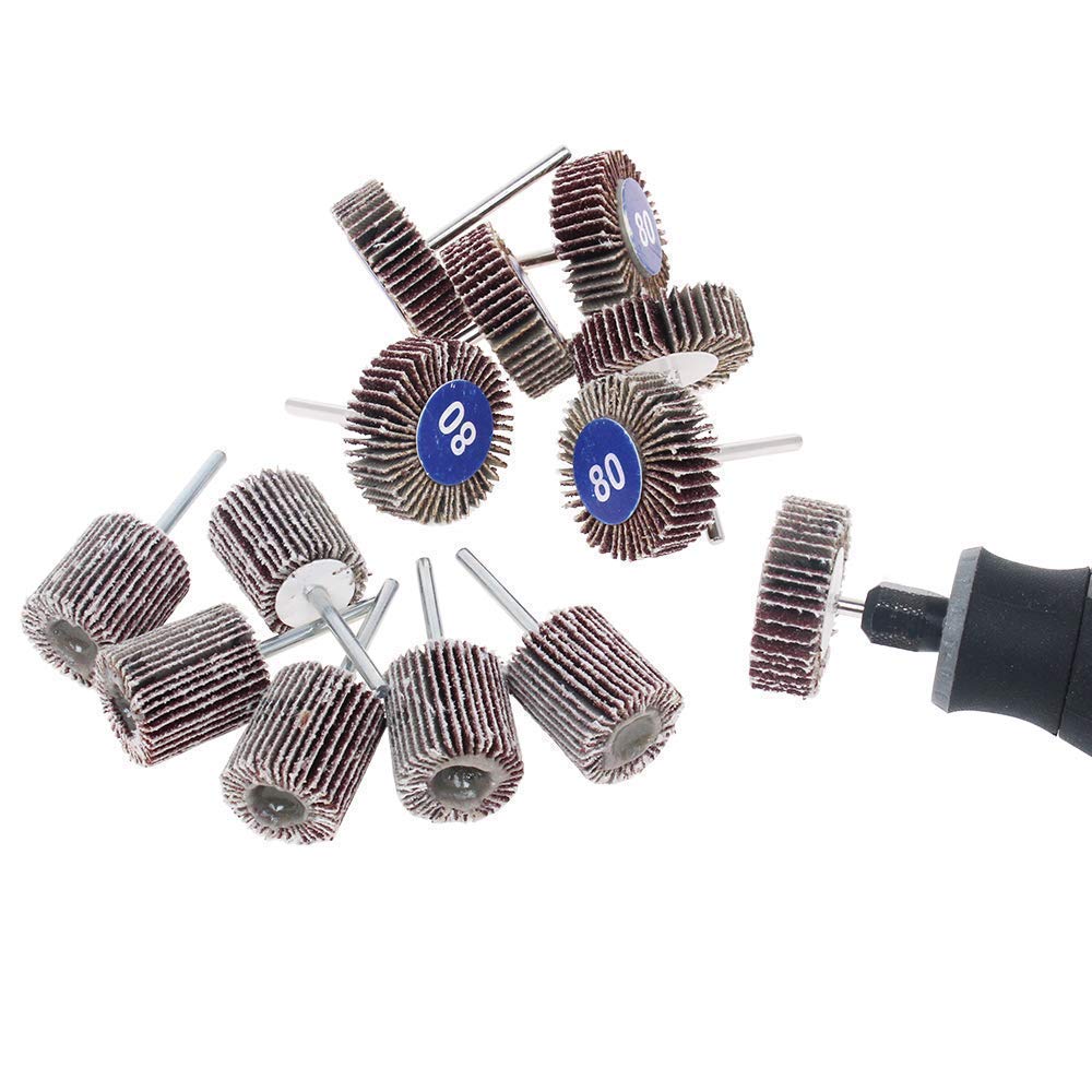 AUTOTOOLHOME 20PCS Flap Wheel Sander,80 Grit 1/8" Shank Sanding Bits Set