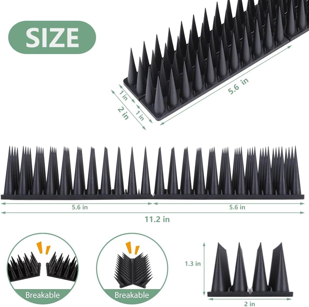 Bird Spikes, 9 Pack Bird Deterrent for Outside, Pigeon Spikes to Keep Raccoon Squirrel Cats Woodpeckers Away, for