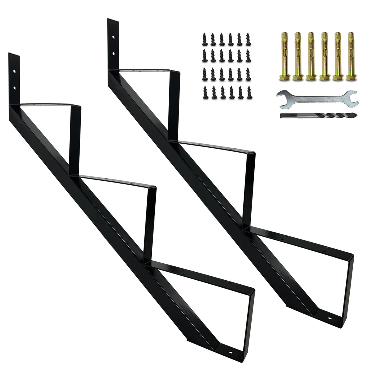 3 Step Metal Stair Step Steel Riser Stringers for 27.1" Height Deck, 2Packs