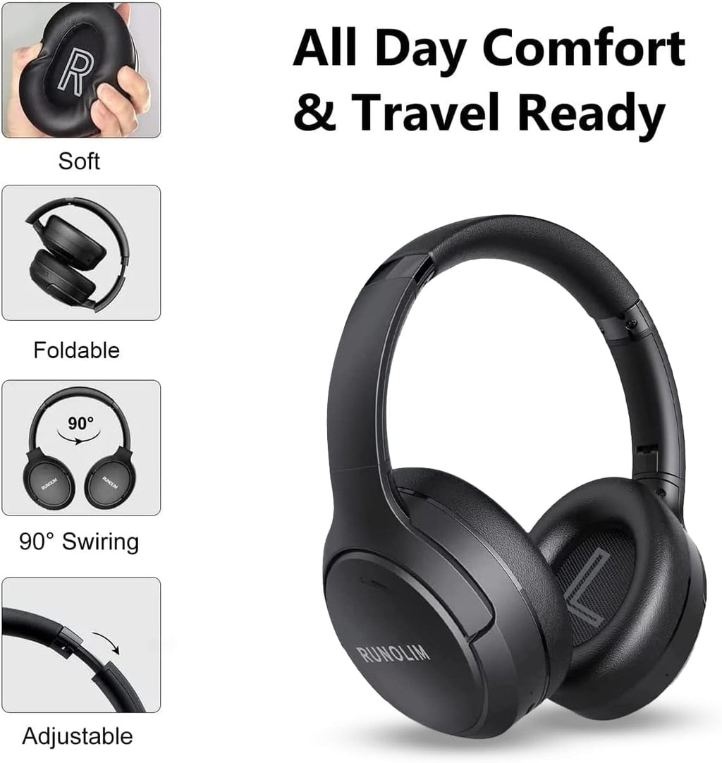 Active Noise Cancelling Headphones, Wireless Bluetooth Over Ear | 100H Playtime, Transparency Mode, Deep Bass Hi-Fi