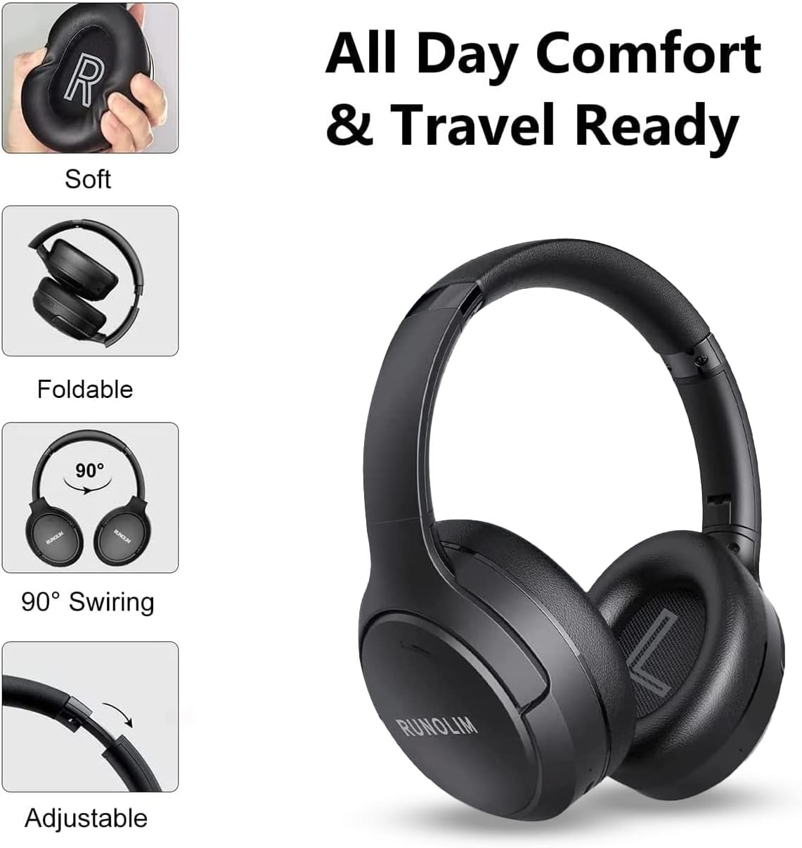 Active Noise Cancelling Headphones, Wireless Bluetooth Over Ear | 100H Playtime, Transparency Mode, Deep Bass Hi-Fi