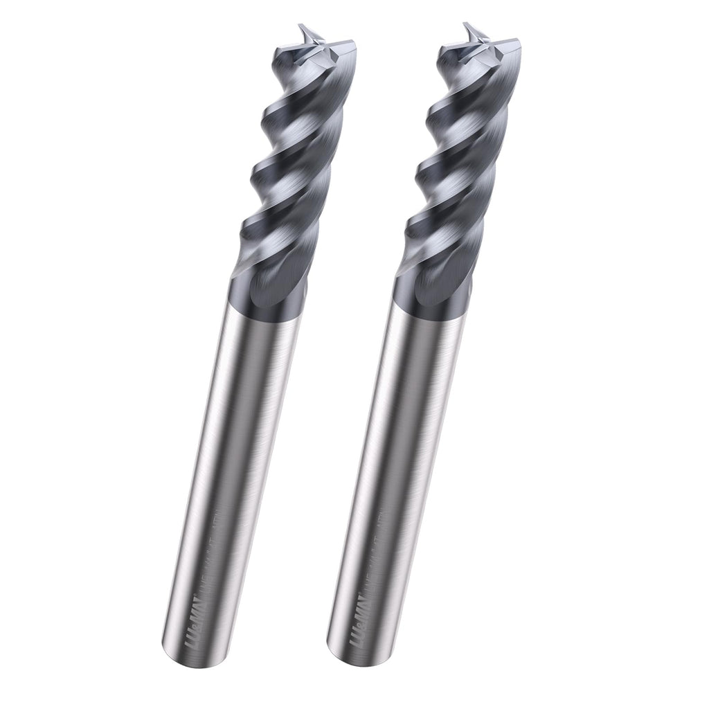 LU&MN Carbide Square End Mill, 4 Flute, 1/4", 2 Pieces
