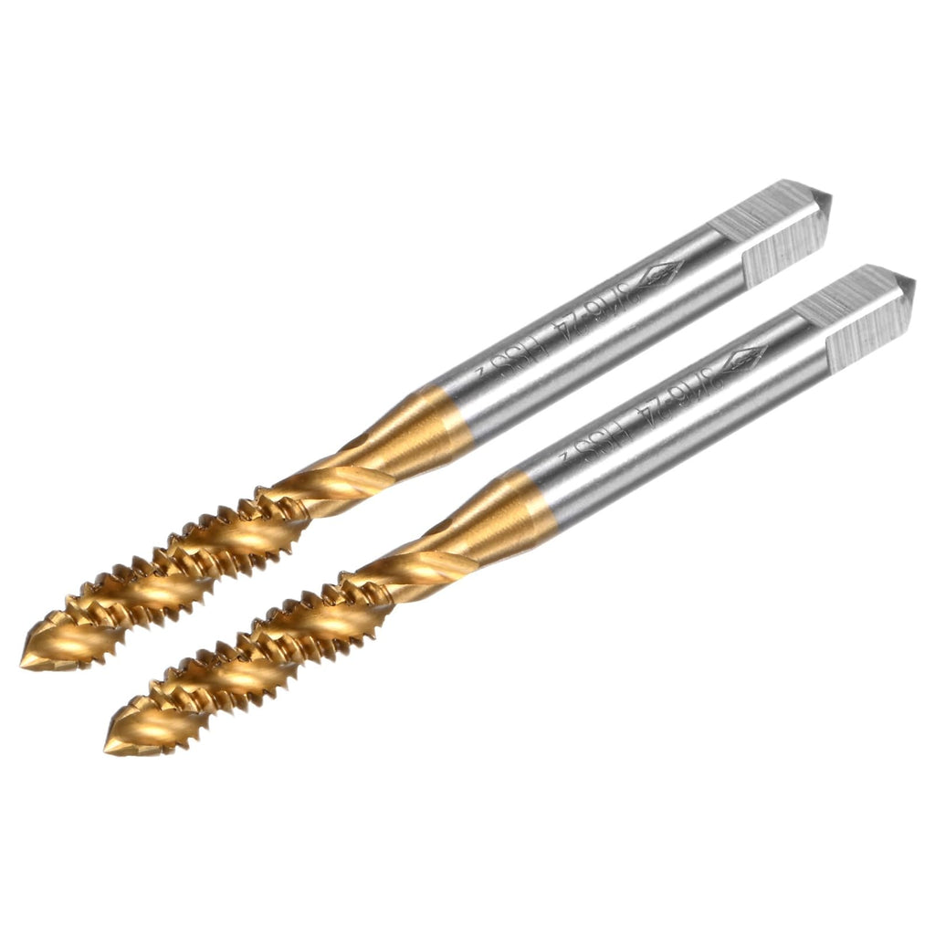 M METERXITY 2-Pack 3/16-24 UNC Spiral Flute Thread Tap, HSS Titanium Coated Right Hand Threading Tap Screw for Drilling/Milling Machines/CNC Machine Tools, Tapping Tool