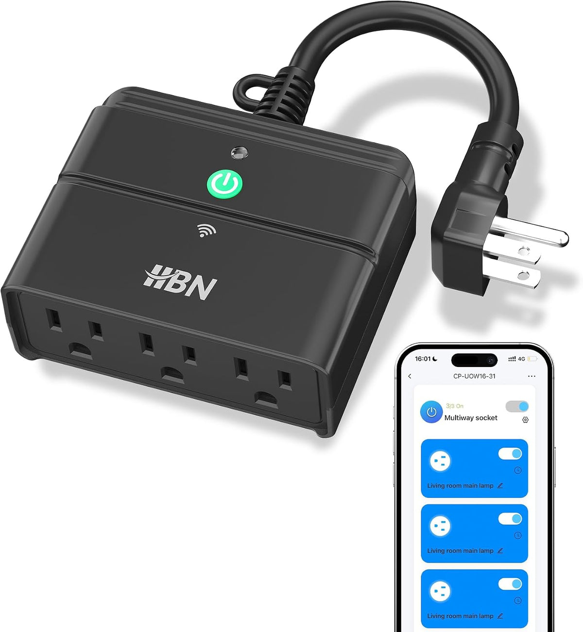 Outdoor Smart Plug, WiFi Smart Outlet Plug with 3 Independently Outlets | Heavy-Duty Outlets, Compatible with Alexa