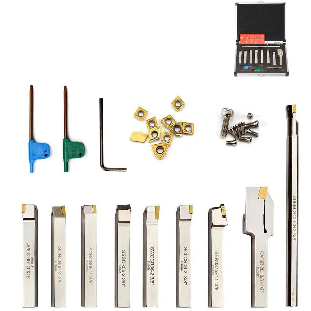 OSCARBIDE 3/8" Shank Metal Lathe Tool & Boring Set, 9-Piece