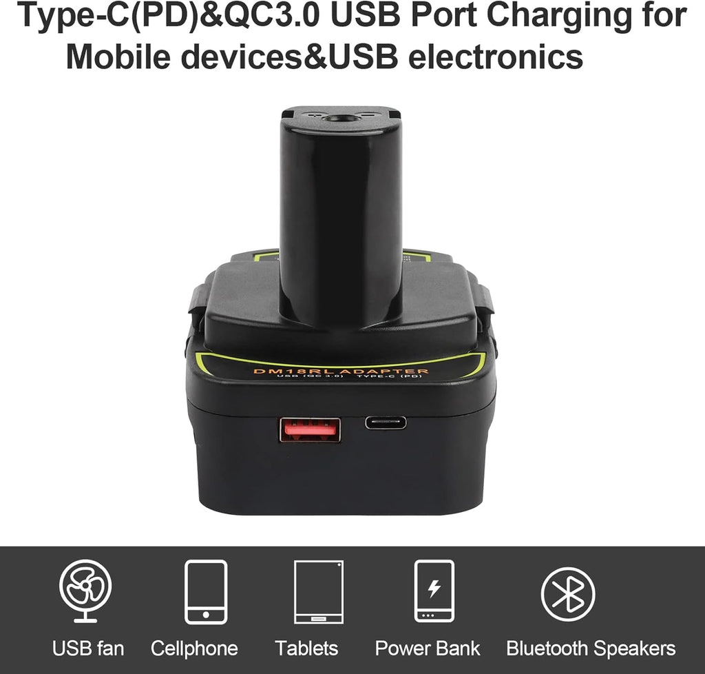 2 Pcs DM18RL Battery Adapter Compatible with Dewalt 20V & Mil 18V Batteries