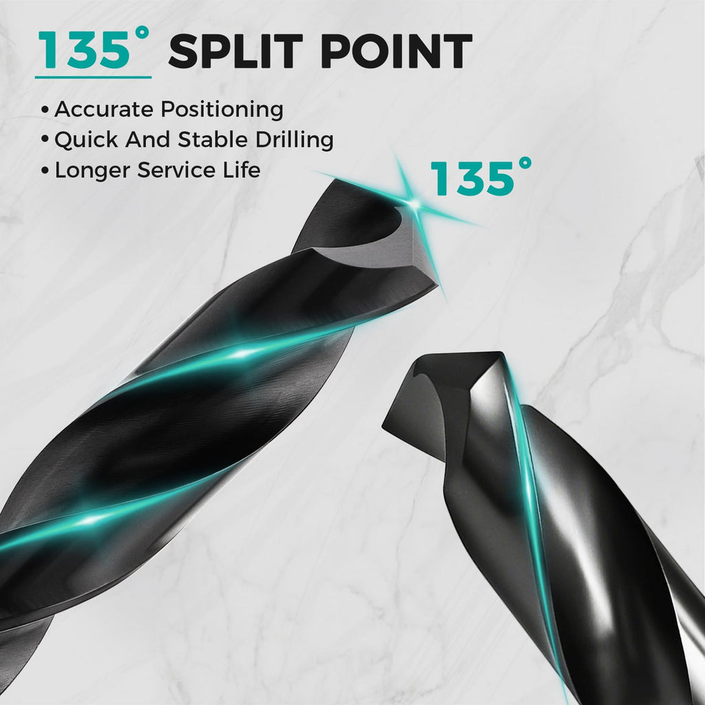 3Pcs 7/32" M35 Cobalt Drill Bit Set, 3-3/4" Overall Length, TiAlN Coat
