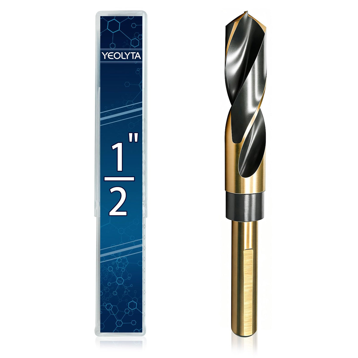 YEOLYTA 1/2" Drill Bit,M2 High Speed Steel,1/2" Reduced Shank,3-Flat,135°