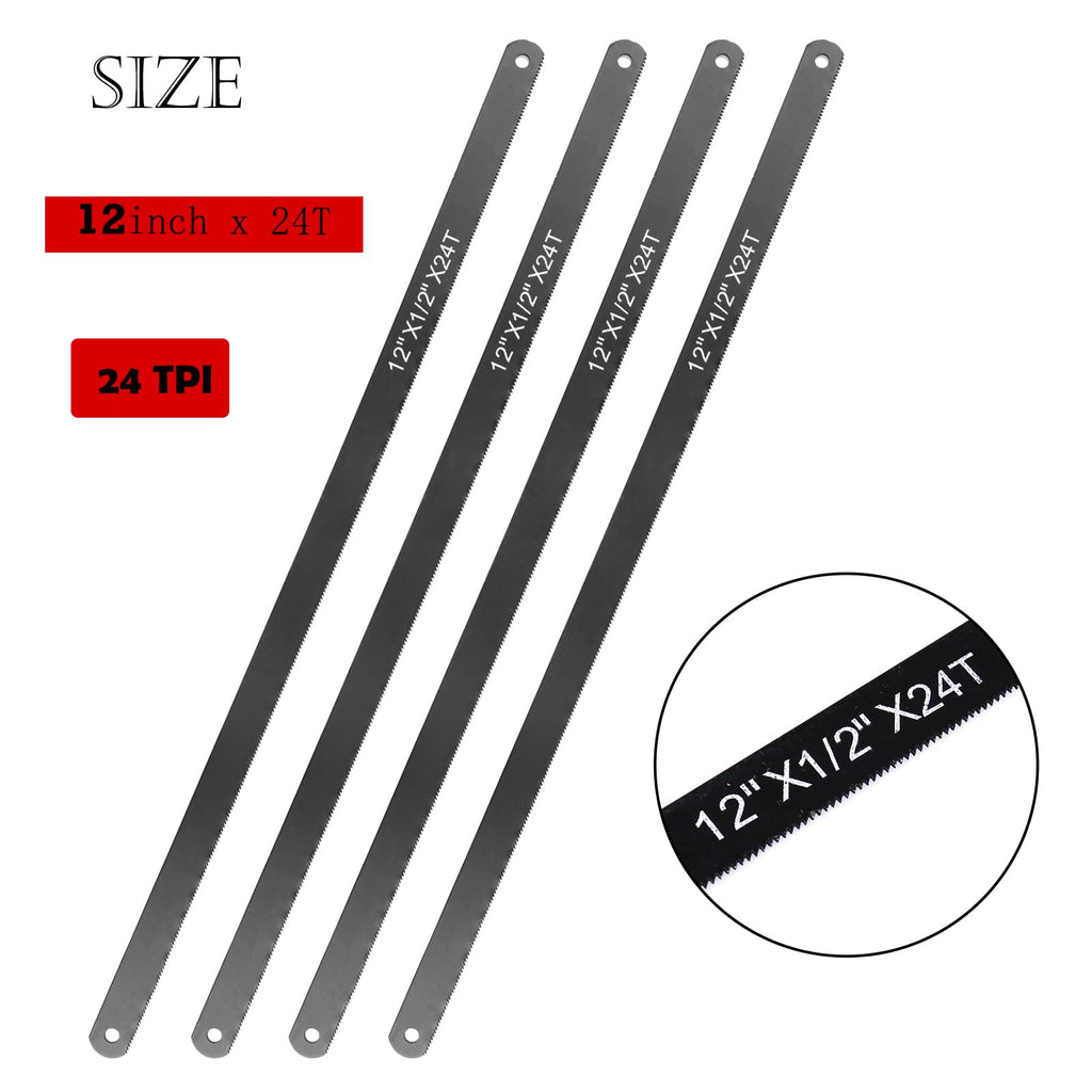 HKATOPS 20pcs 12" X24T Hacksaw Blades,High Carbon Steel Hand Saw Replacement Blades for Gardeners,PVC Pipes,Wood Saws Cutting