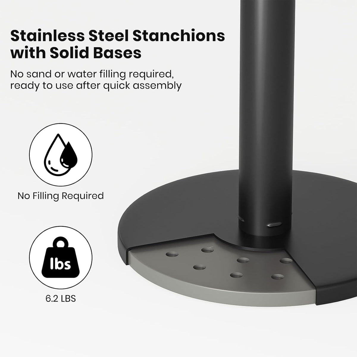 6 Pack Crowd Control Stanchions with Velvet Ropes Black
