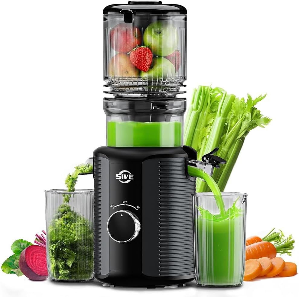 Cold Press Juicer, 5.1 Inch Wide Chute Slow Masticating Extractor | 1.7 L Slow Juice Extractor for Whole Fruits